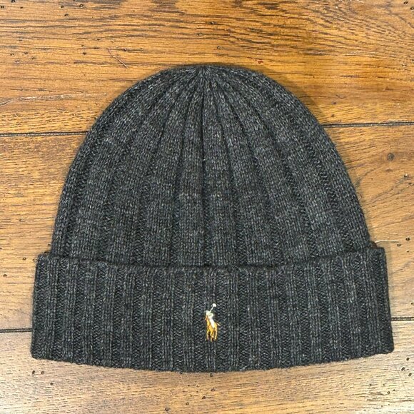 Polo Ralph Lauren Men's Skull Cap Beanie Hat Charcoal Grey NWT - Picture 2 of 3